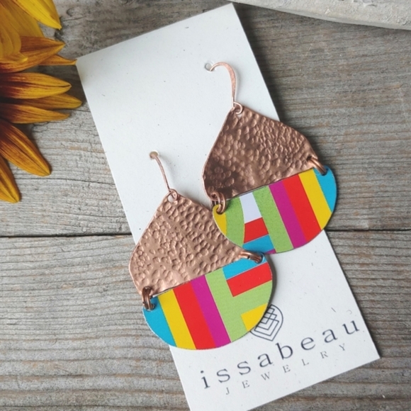 Hand Crafted Jewelry - SALE!! "Bright Lights Big Copper" Upcycled Tin Earrings